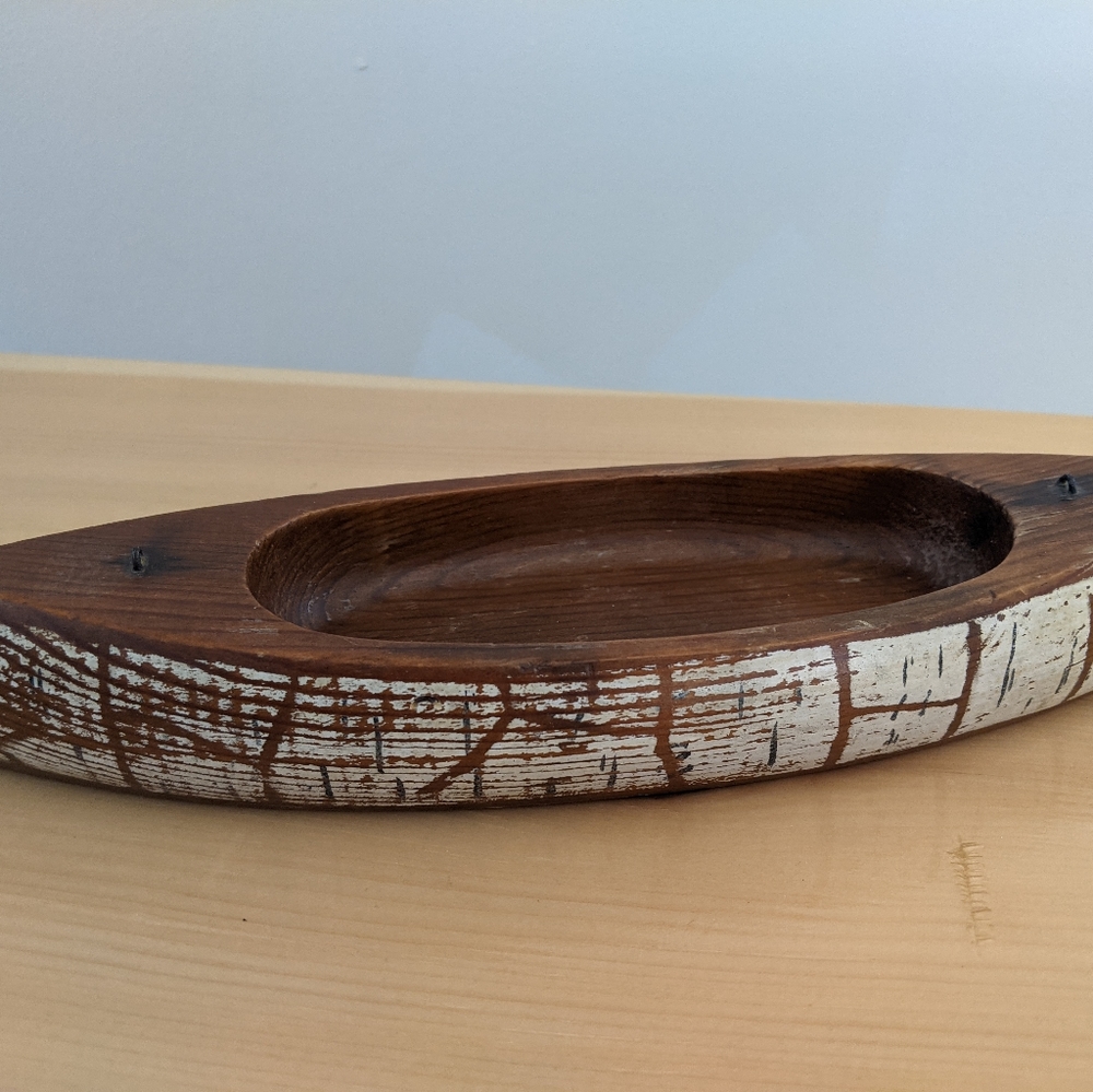Rustic wooden canoe decoration